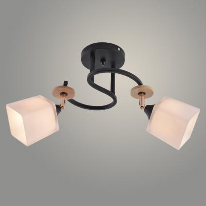 Люстра XA1634B/2 BK+FGD+WOOD черный/золото 2х60W E27 d510 h270, HN25